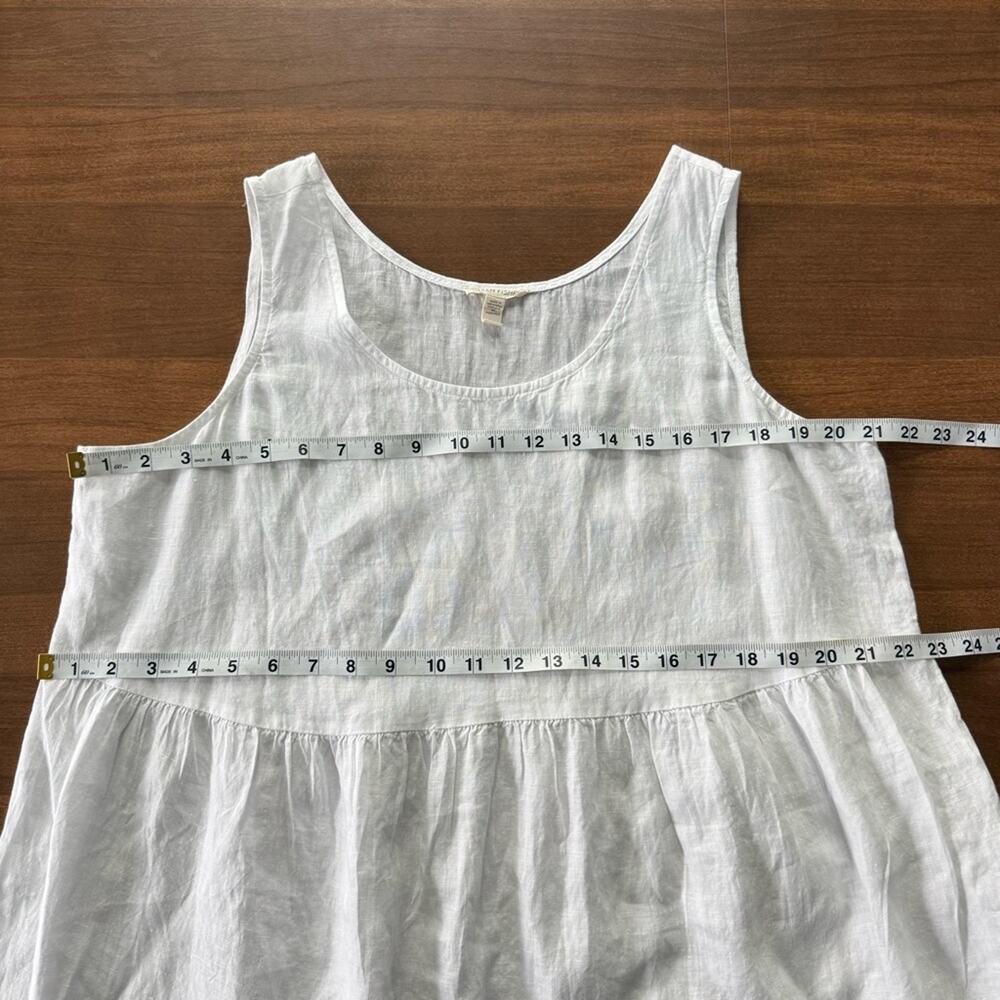 Eileen Fisher | Women’s 100% Organic Linen Tiered Dress Handkerchief Sleeveless - Picture 7 of 8